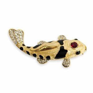 Signed Carucci Koi Fish Brooch – Vintage Enamel Statement Pin
